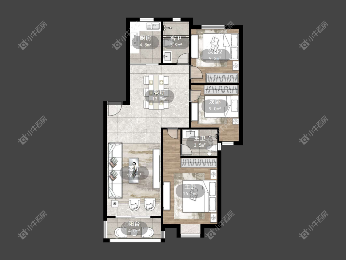 镇江天福花园在售二手房源户型图_小牛看房