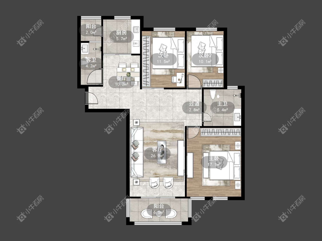 镇江信达香堤国际在售二手房源户型图_小牛看房