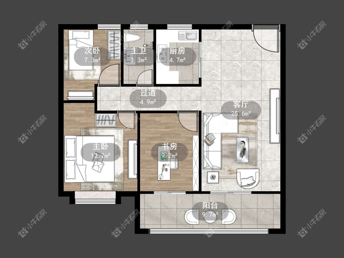 镇江中海时代都会在售二手房源户型图_小牛看房