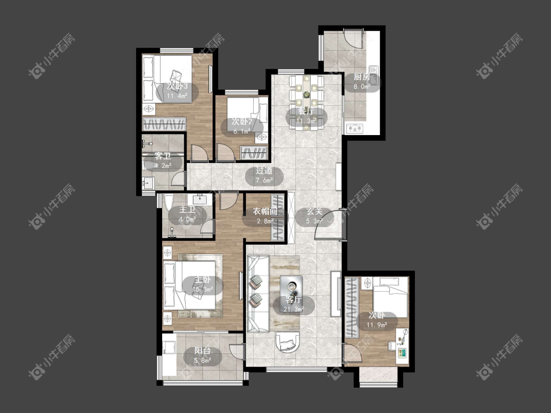 镇江恒大名都二三期在售二手房源户型图_小牛看房