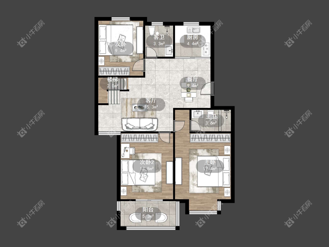 镇江华南园中园在售二手房源户型图_小牛看房