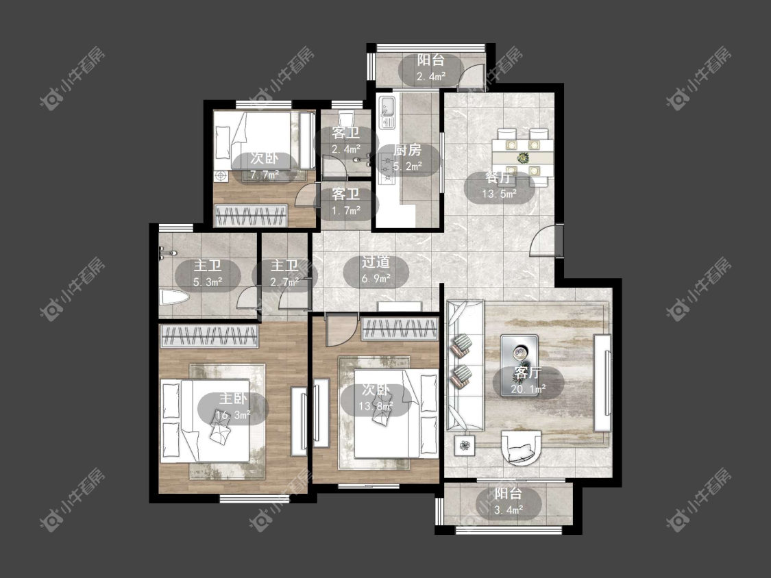 镇江天波城在售二手房源户型图_小牛看房