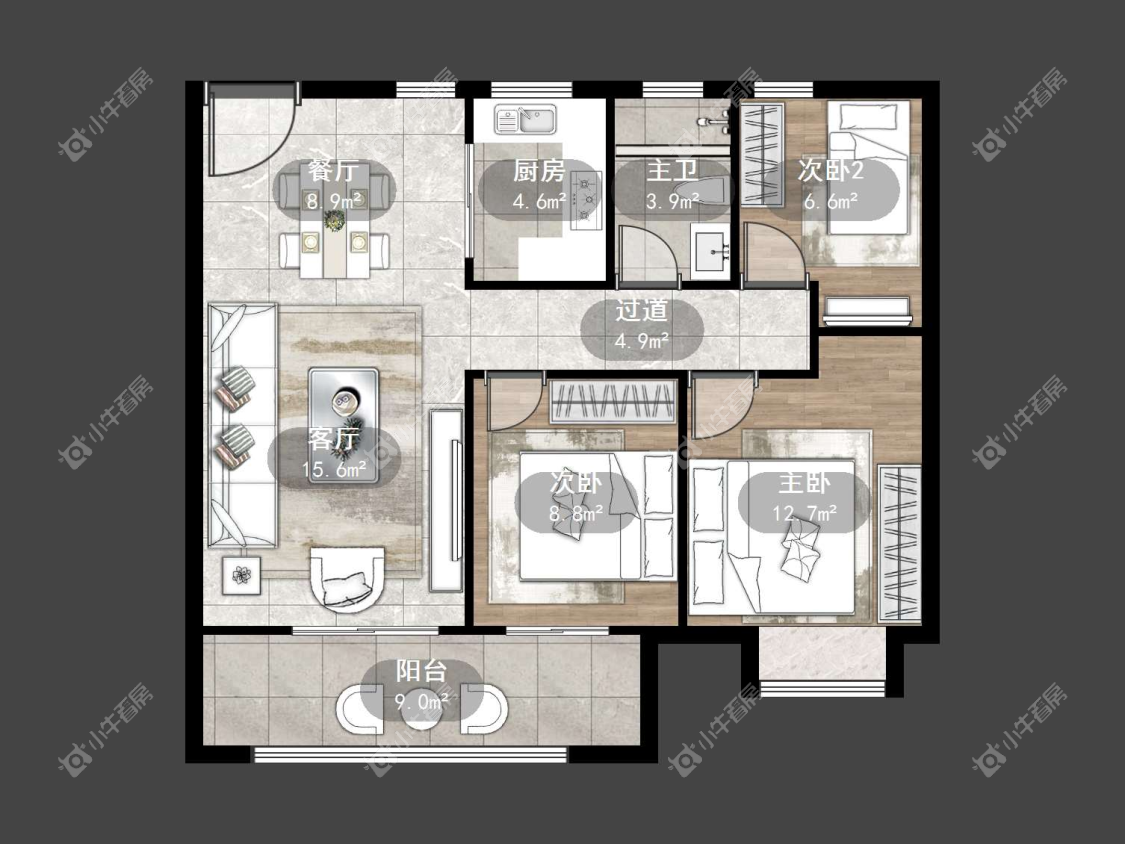 镇江中海时代都会在售二手房源户型图_小牛看房