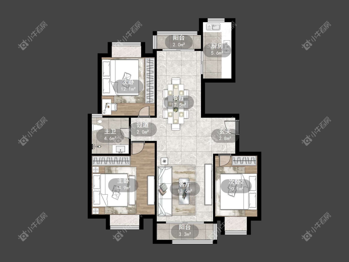 镇江澳都花城在售二手房源户型图_小牛看房