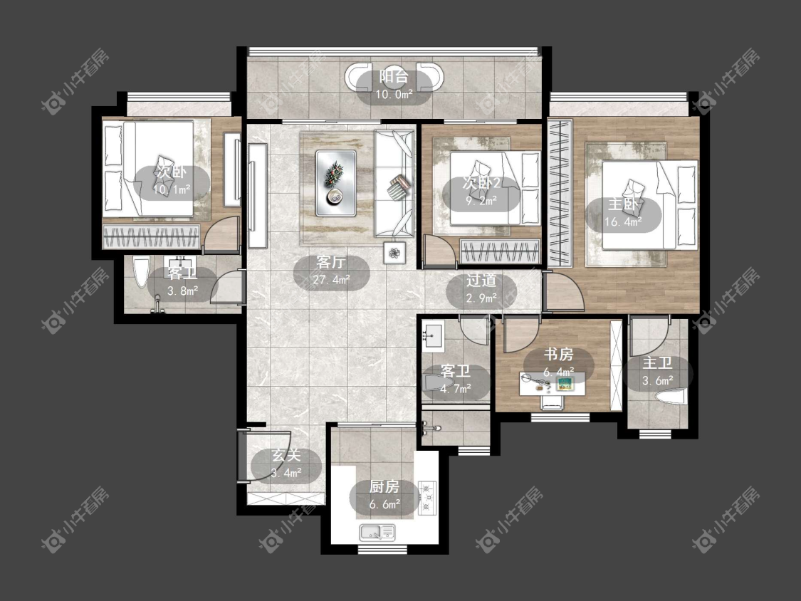 镇江中海时代都会在售二手房源户型图_小牛看房