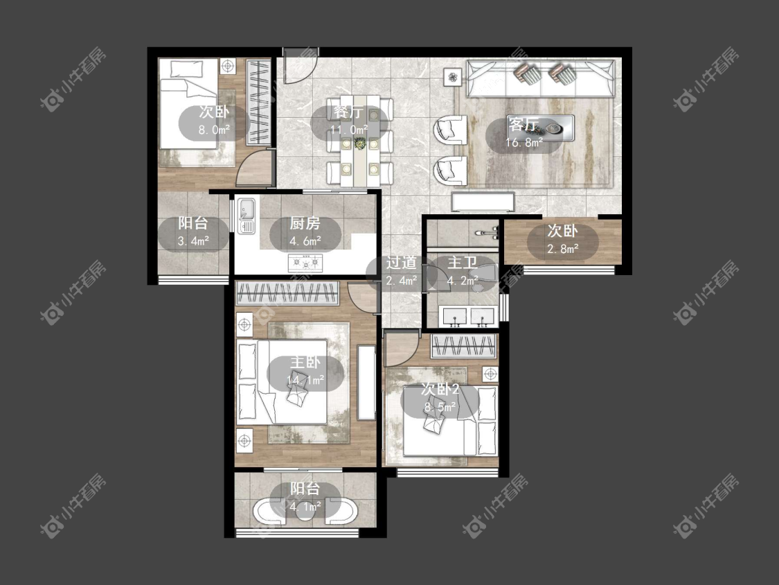 镇江御河熙岸在售二手房源户型图_小牛看房