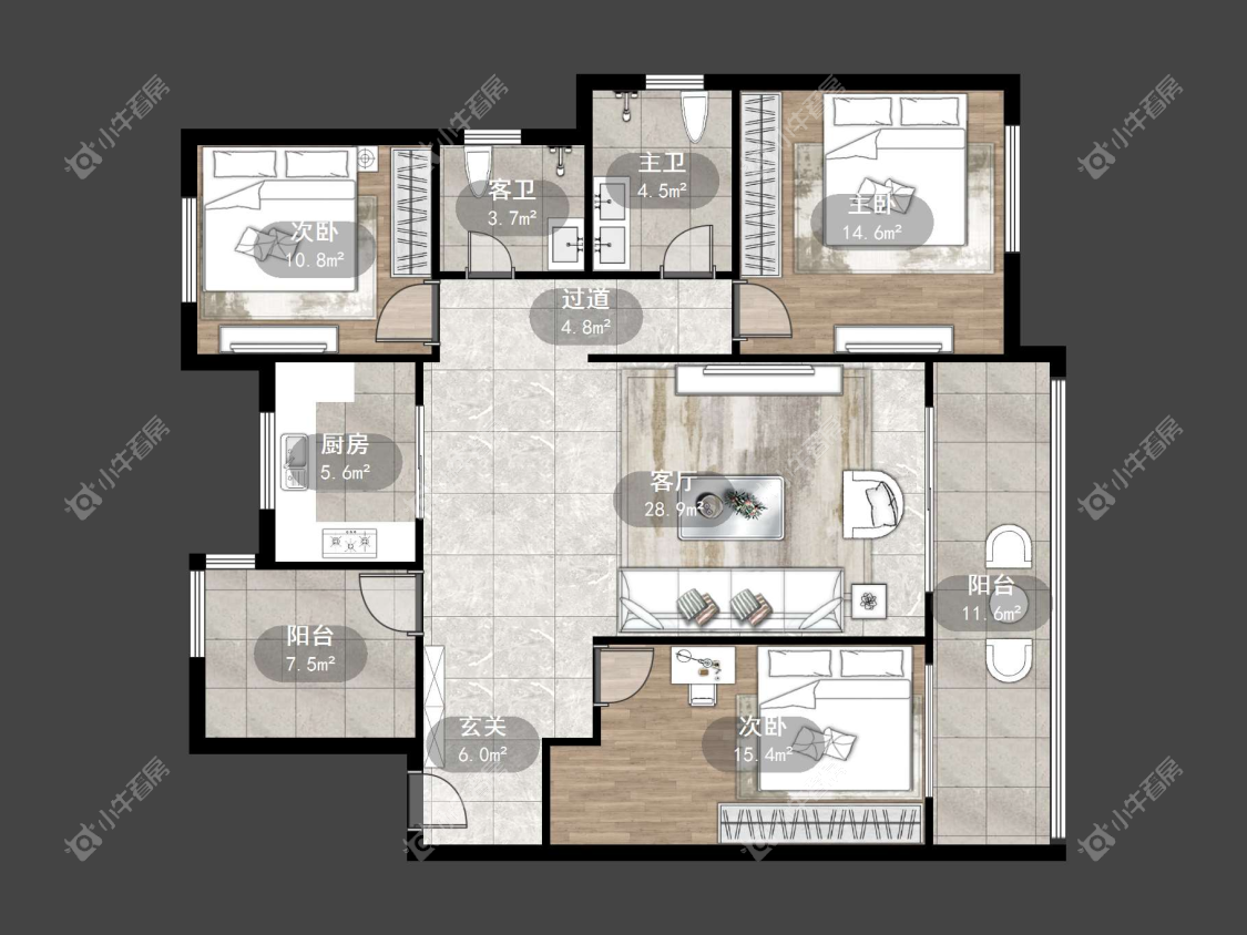 镇江荣城国际（中央公馆）在售二手房源户型图_小牛看房