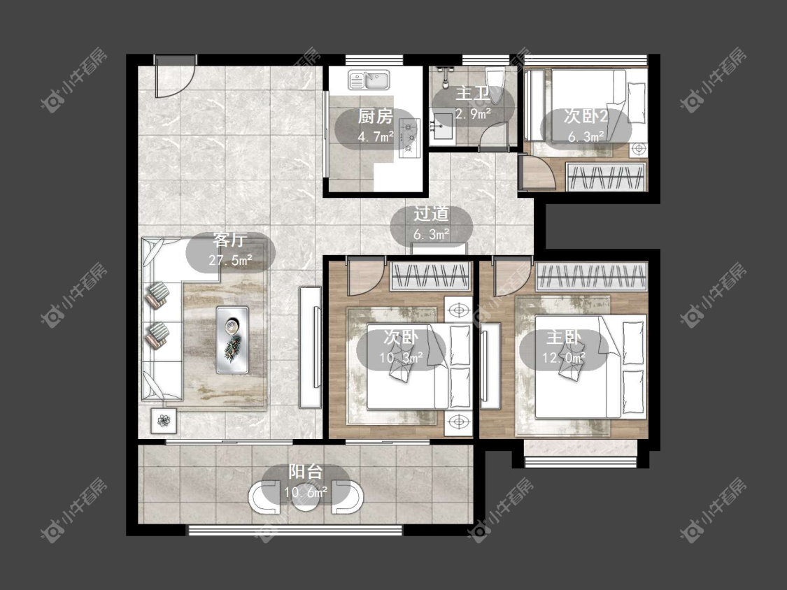 镇江中海时代都会在售二手房源户型图_小牛看房