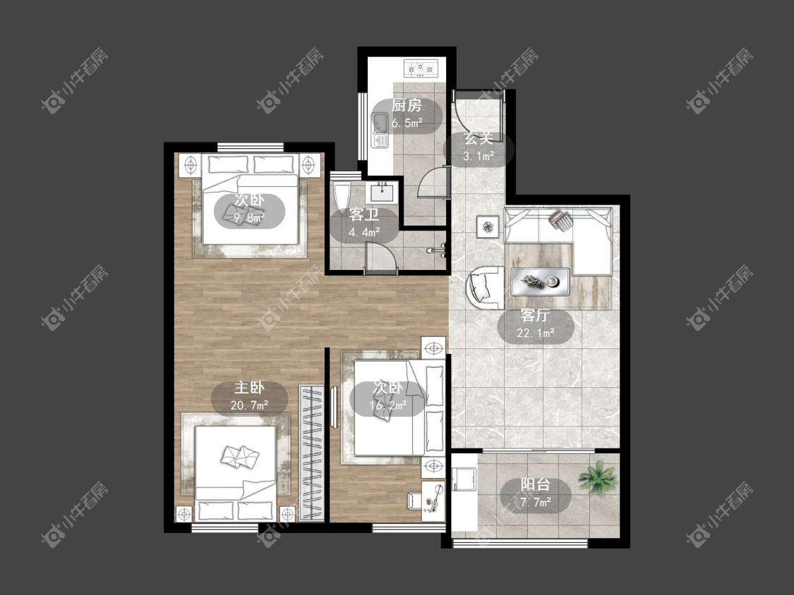 镇江昆仑华府在售二手房源户型图_小牛看房