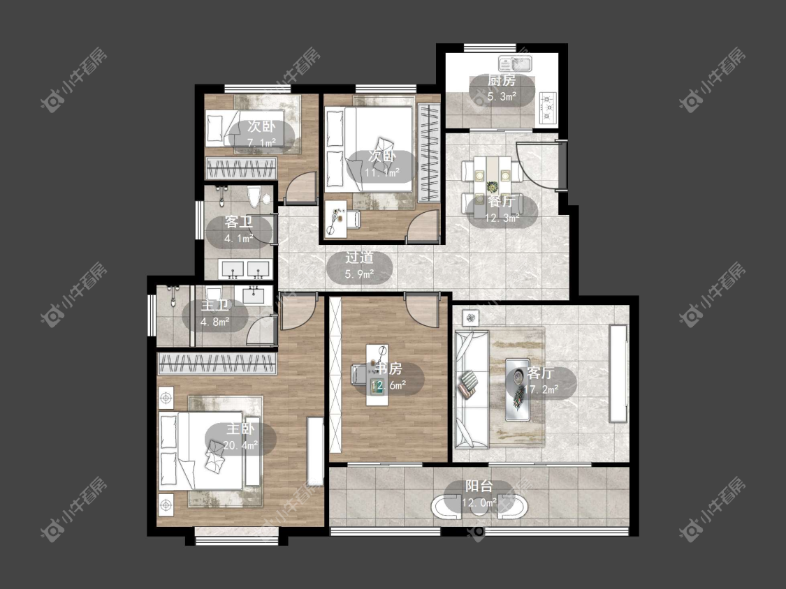 镇江中南君悦府中南一期在售二手房源户型图_小牛看房