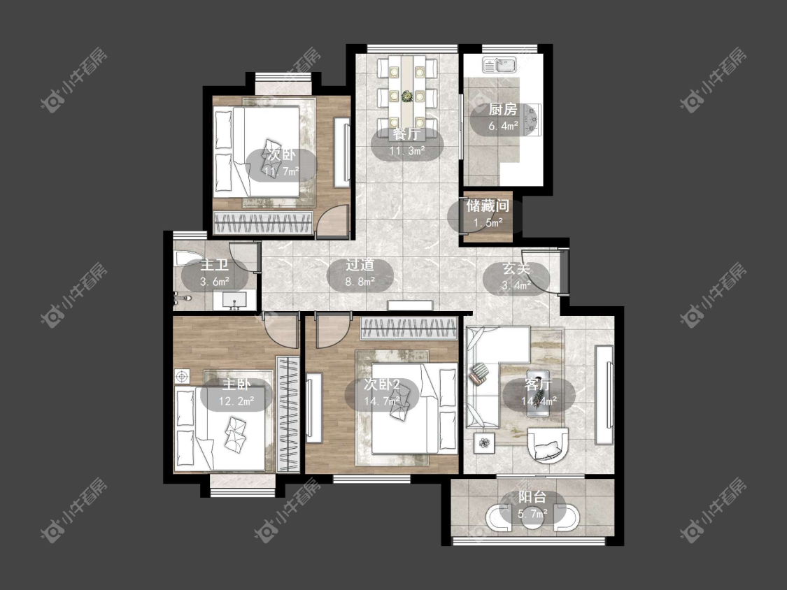 镇江锦尚名都在售二手房源户型图_小牛看房