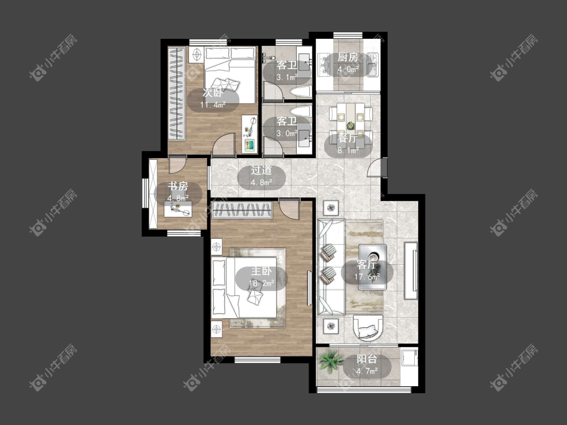镇江佳景天城在售二手房源户型图_小牛看房