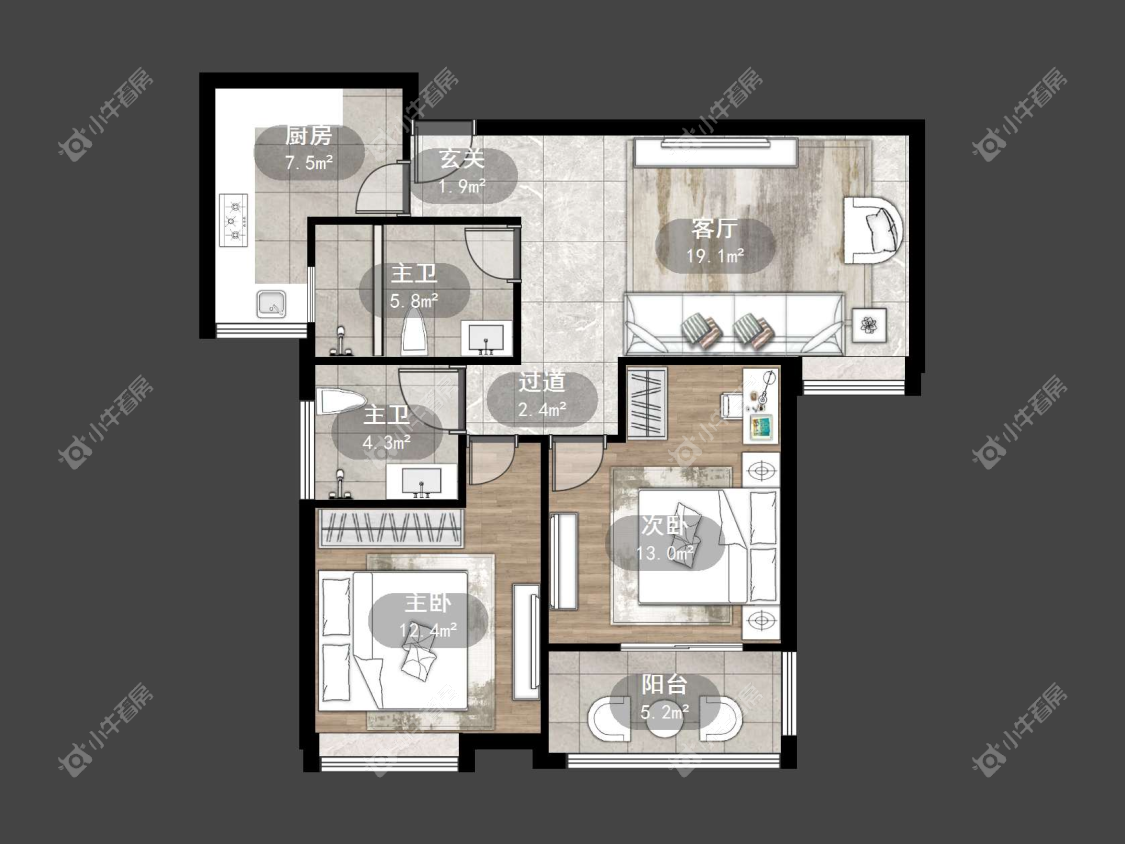 镇江荣城国际一期在售二手房源户型图_小牛看房