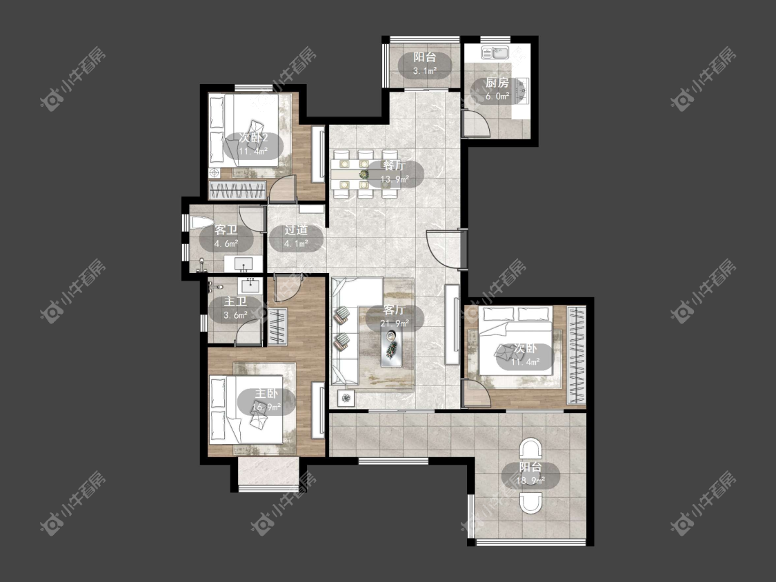 镇江天波城在售二手房源户型图_小牛看房