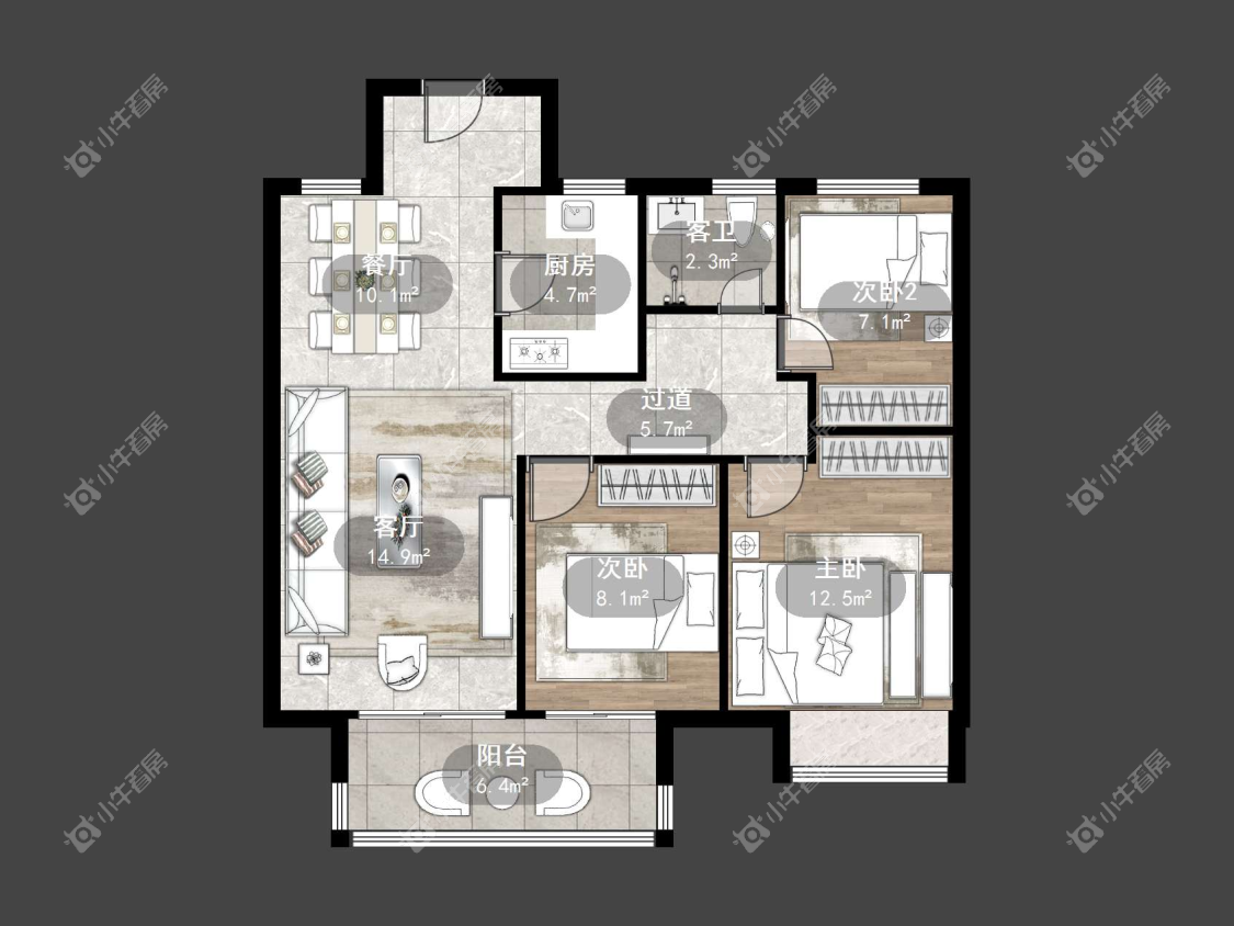 镇江融创华南映在售二手房源户型图_小牛看房