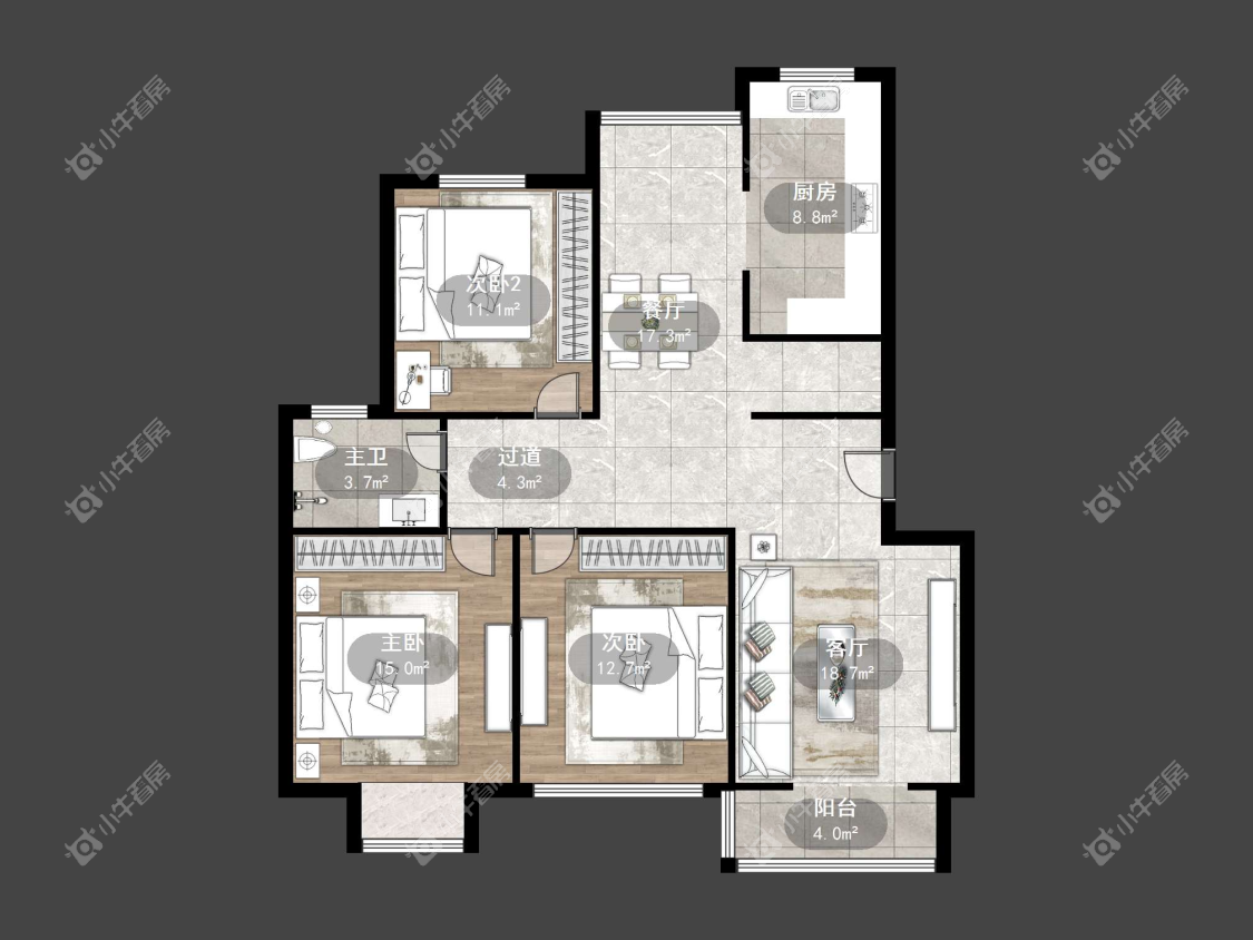 镇江锦尚名都在售二手房源户型图_小牛看房