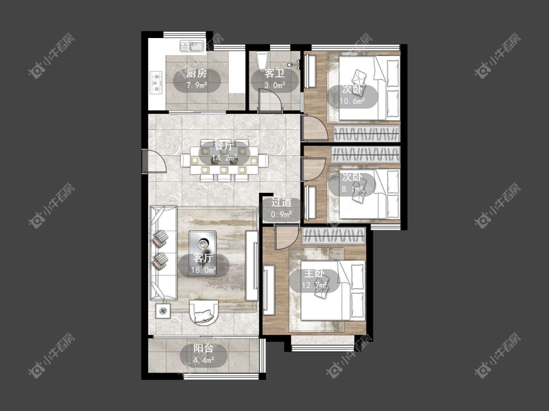 镇江澳都花城在售二手房源户型图_小牛看房