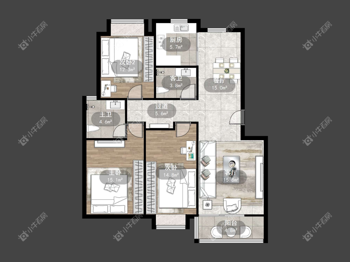 镇江锦尚名都在售二手房源户型图_小牛看房