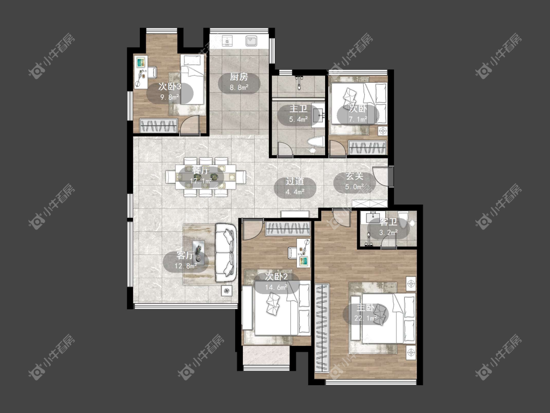 镇江水岸春天在售二手房源户型图_小牛看房