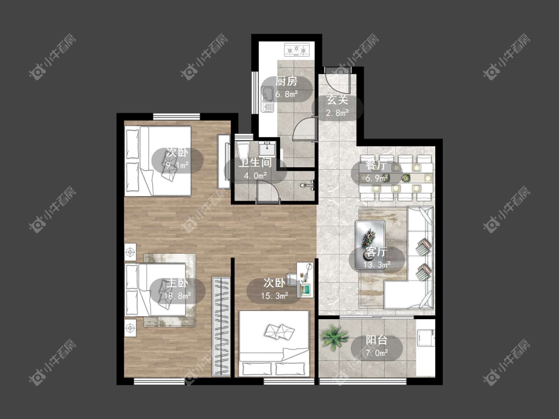 镇江昆仑华府在售二手房源户型图_小牛看房