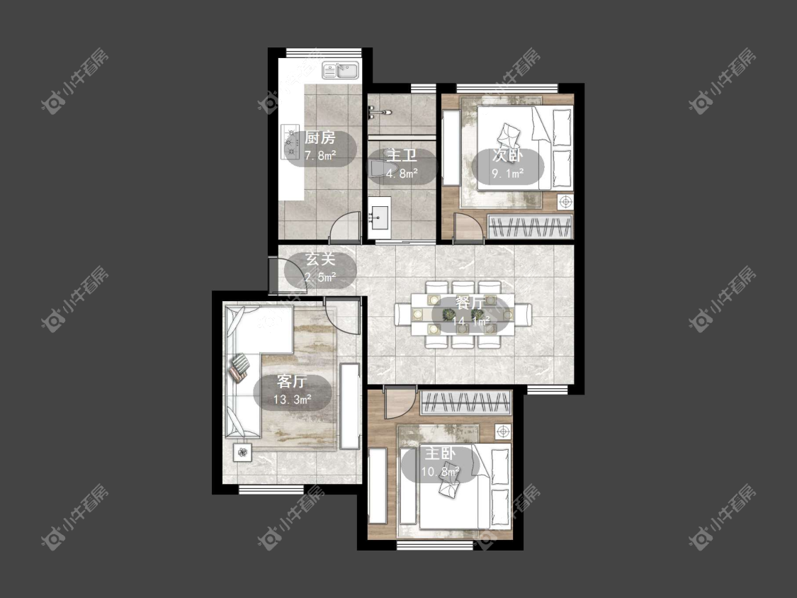 镇江财政局宿舍在售二手房源户型图_小牛看房
