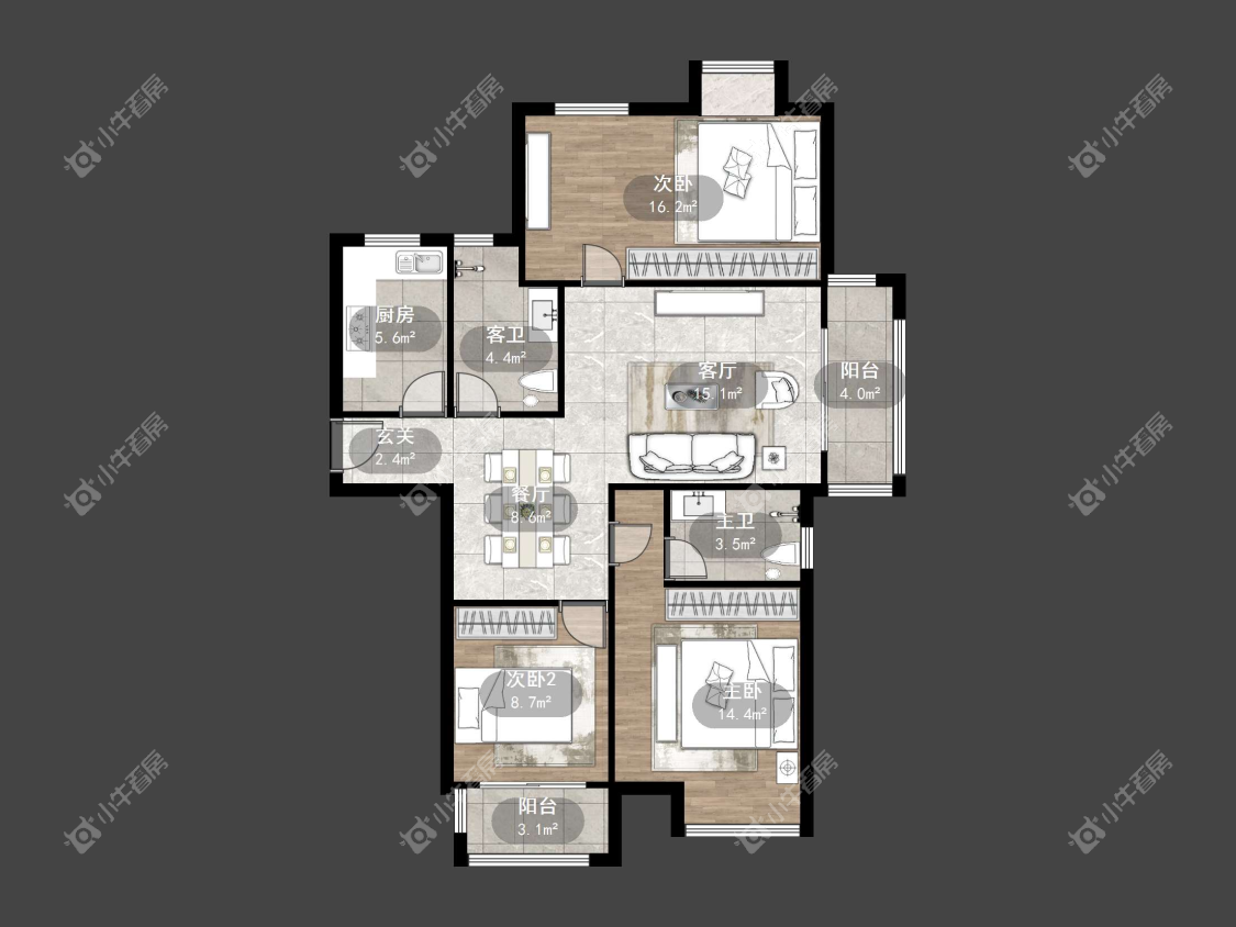 镇江美亚华悦在售二手房源户型图_小牛看房