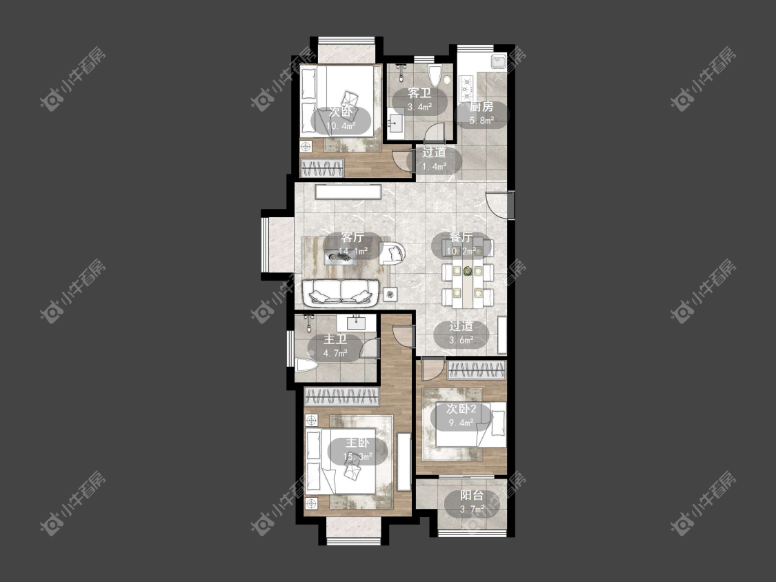 镇江荣城国际一期在售二手房源户型图_小牛看房