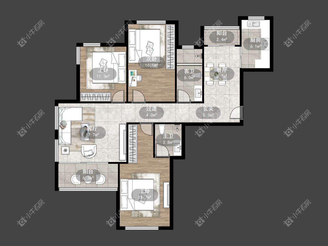 镇江澳都花城在售二手房源户型图_小牛看房