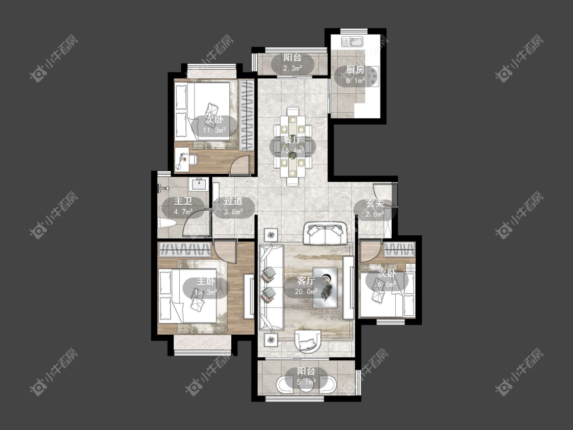镇江澳都花城在售二手房源户型图_小牛看房