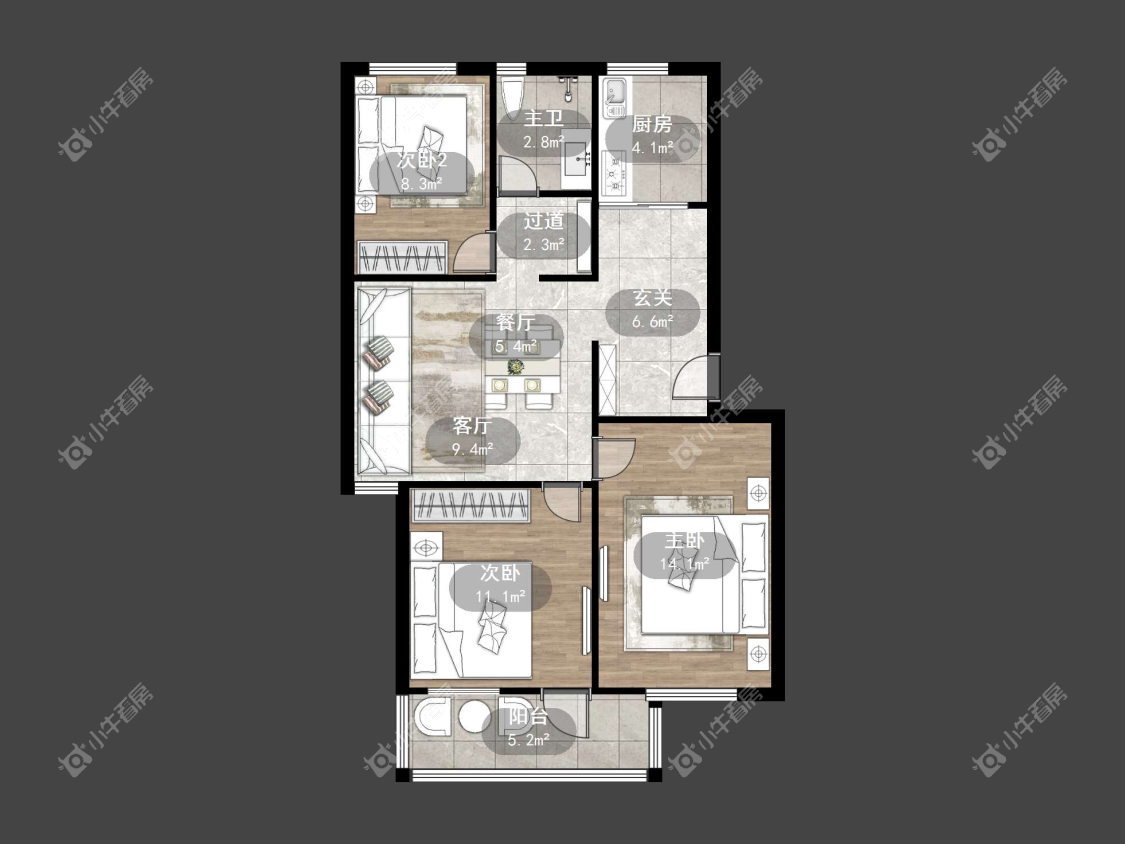 镇江教师新村在售二手房源户型图_小牛看房