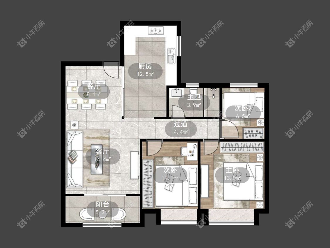 镇江中南君悦府中南一期在售二手房源户型图_小牛看房