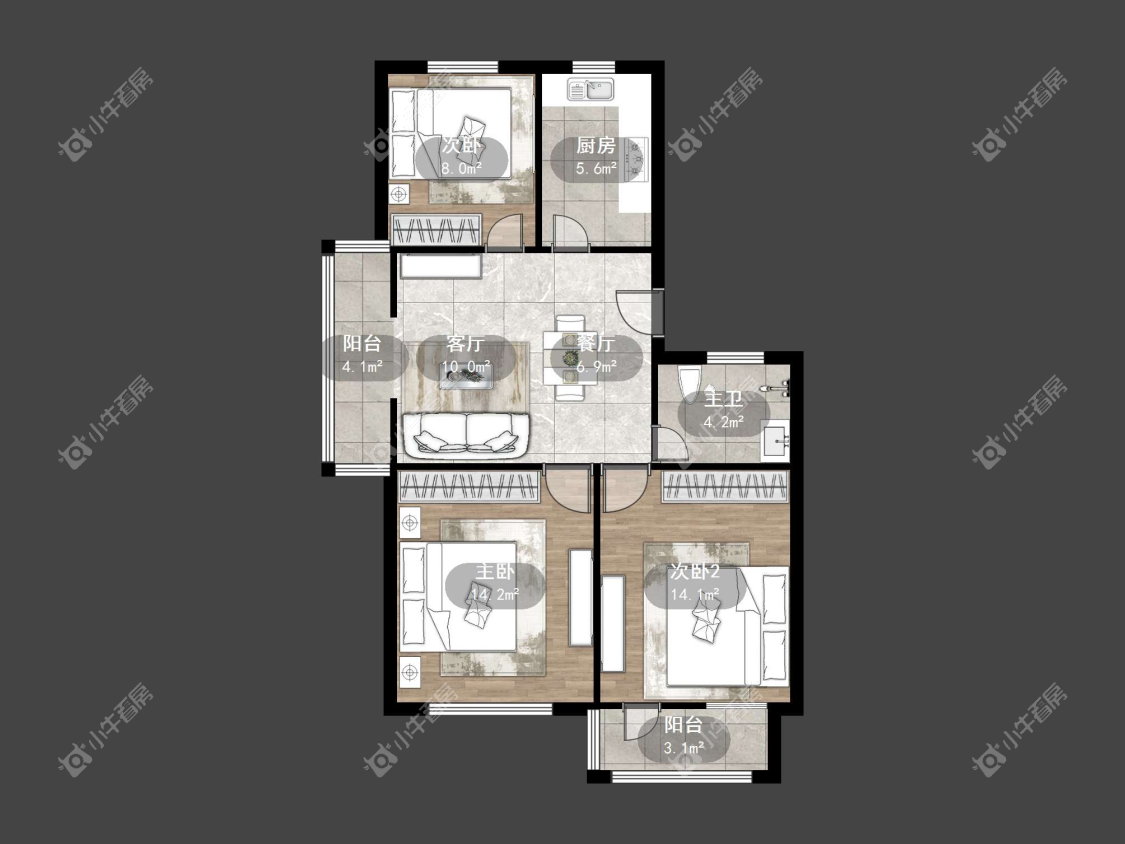 镇江南桥花园在售二手房源户型图_小牛看房